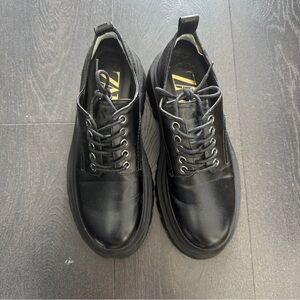 Zara women platform Black Lace-Up Shoes